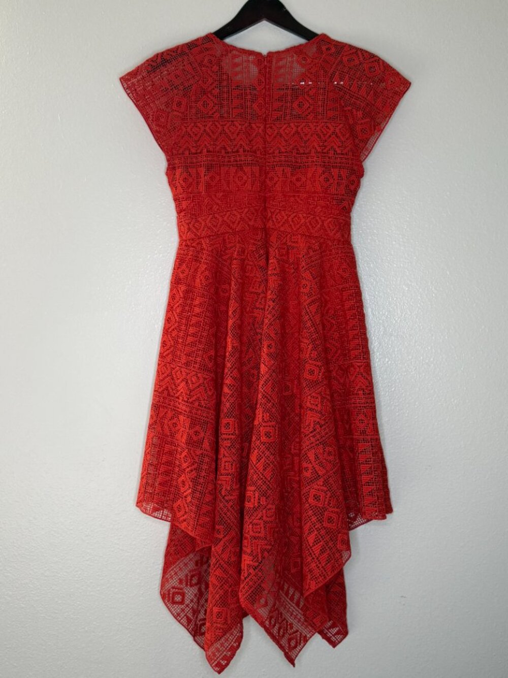 PRICE FIRM Anthropologie Maeve Orange Lace Handkerchief Dress 2/Small - Picture 6 of 9